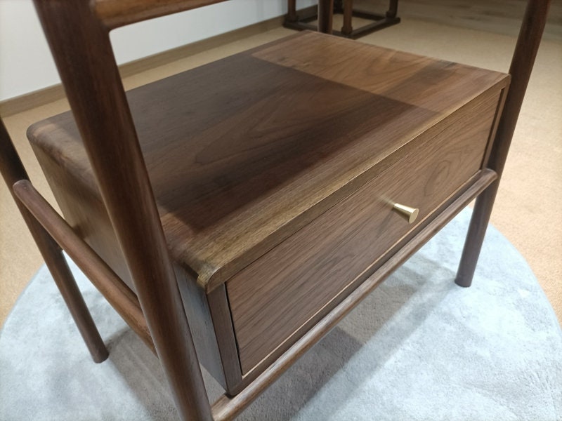 Mazonvintage-Vintage Mid Century Drexel Parallel Black Walnut Wood Side End Table Nightstand