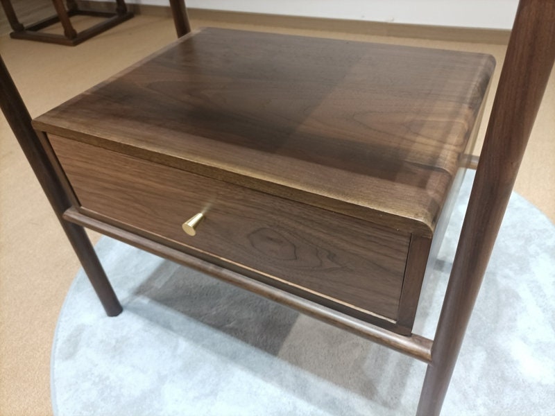 Mazonvintage-Vintage Mid Century Drexel Parallel Black Walnut Wood Side End Table Nightstand