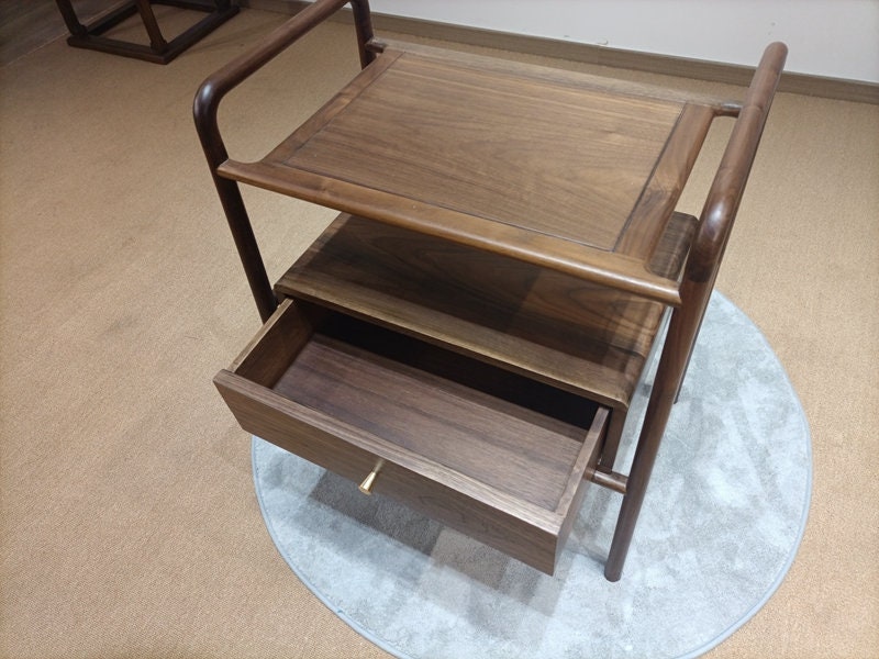 Mazonvintage-Vintage Mid Century Drexel Parallel Black Walnut Wood Side End Table Nightstand