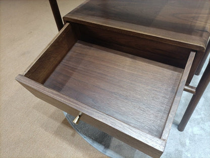 Mazonvintage-Vintage Mid Century Drexel Parallel Black Walnut Wood Side End Table Nightstand
