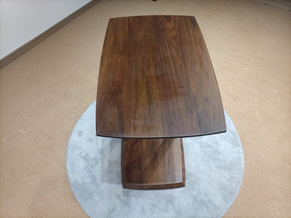 Mazonvintage-Small Modern C-Shape Laptop Side End Table in Solid Black Walnut