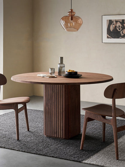 Mazonvintage-Square Fluted Pedestal Solid Walnut Wood Table