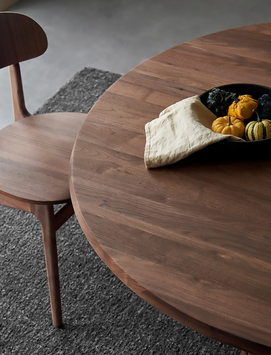 Mazonvintage-Square Fluted Pedestal Solid Walnut Wood Table