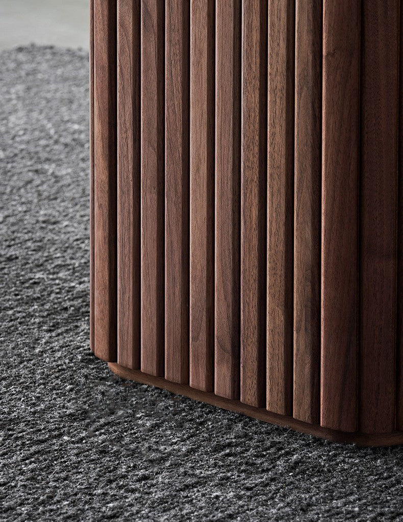 Mazonvintage-Square Fluted Pedestal Solid Walnut Wood Table