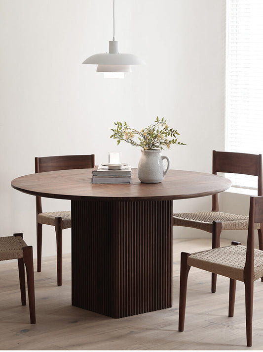 Mazonvintage-Mid-Century Blinds Design Black Walnut Wood Round Table