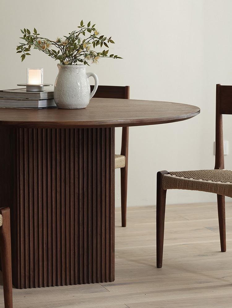 Mazonvintage-Mid-Century Blinds Design Black Walnut Wood Round Table