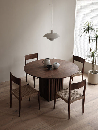 Mazonvintage-Mid-Century Blinds Design Black Walnut Wood Round Table
