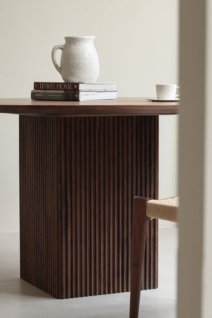 Mazonvintage-Mid-Century Blinds Design Black Walnut Wood Round Table