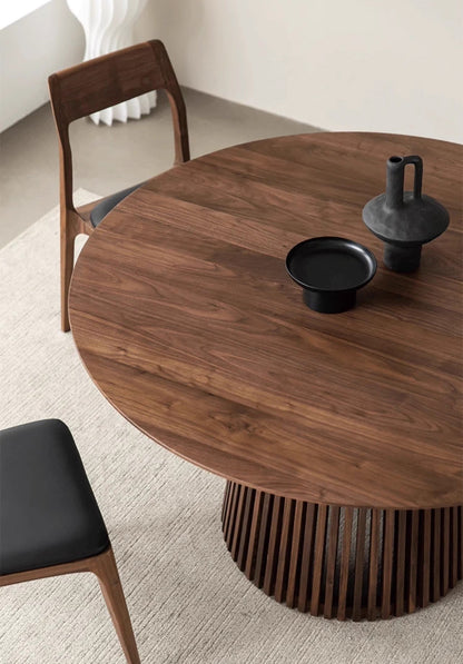 Mazonvintage-Modern Fence Lines Black Walnut Wood Round Table