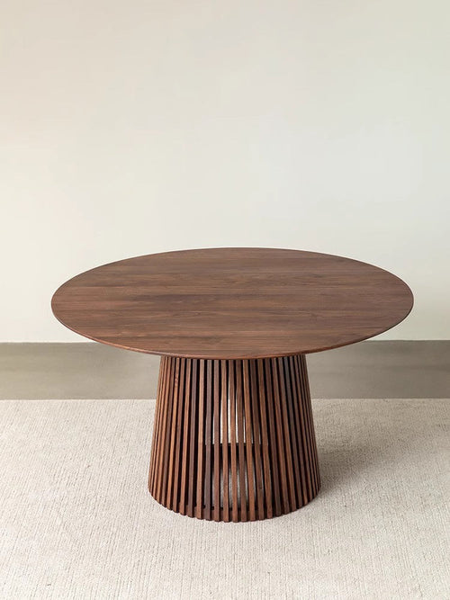 Mazonvintage-Modern Fence Lines Black Walnut Wood Round Table