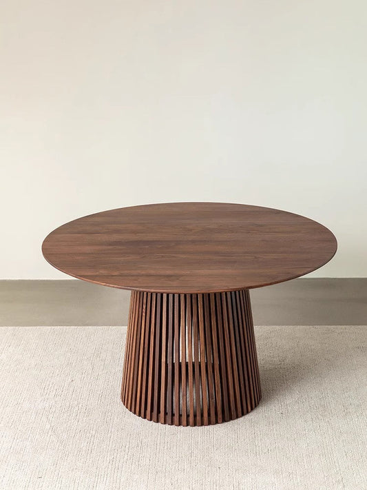 Mazonvintage-Modern Fence Lines Black Walnut Wood Round Table