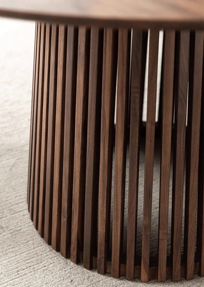 Mazonvintage-Modern Fence Lines Black Walnut Wood Round Table