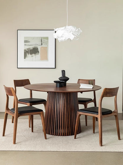 Mazonvintage-Modern Fence Lines Black Walnut Wood Round Table