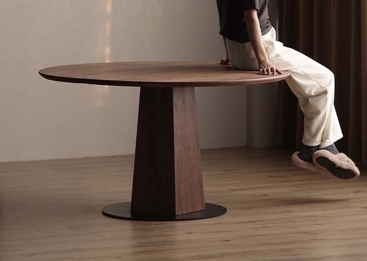 Mazonvintage-Cobalt Dual Shape Structure Black Walnut Round Dining Table