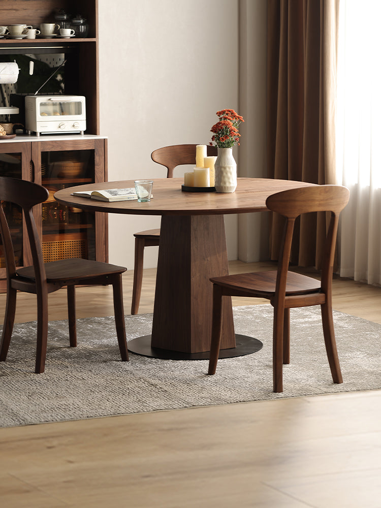 Mazonvintage-Cobalt Dual Shape Structure Black Walnut Round Dining Table