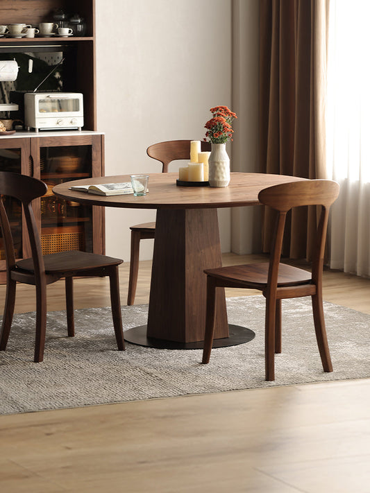Mazonvintage-Cobalt Dual Shape Structure Black Walnut Round Dining Table