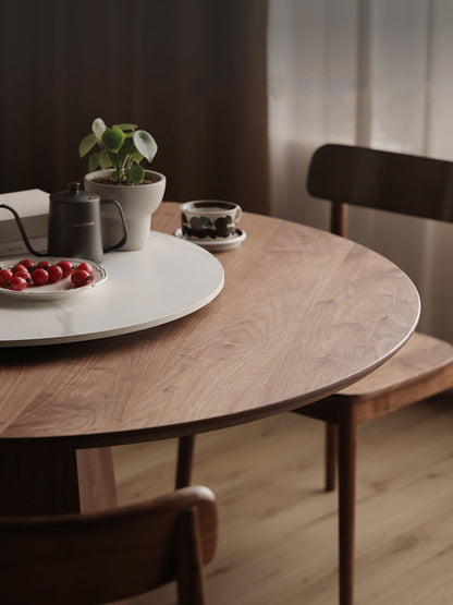 Mazonvintage-Cobalt Dual Shape Structure Black Walnut Round Dining Table