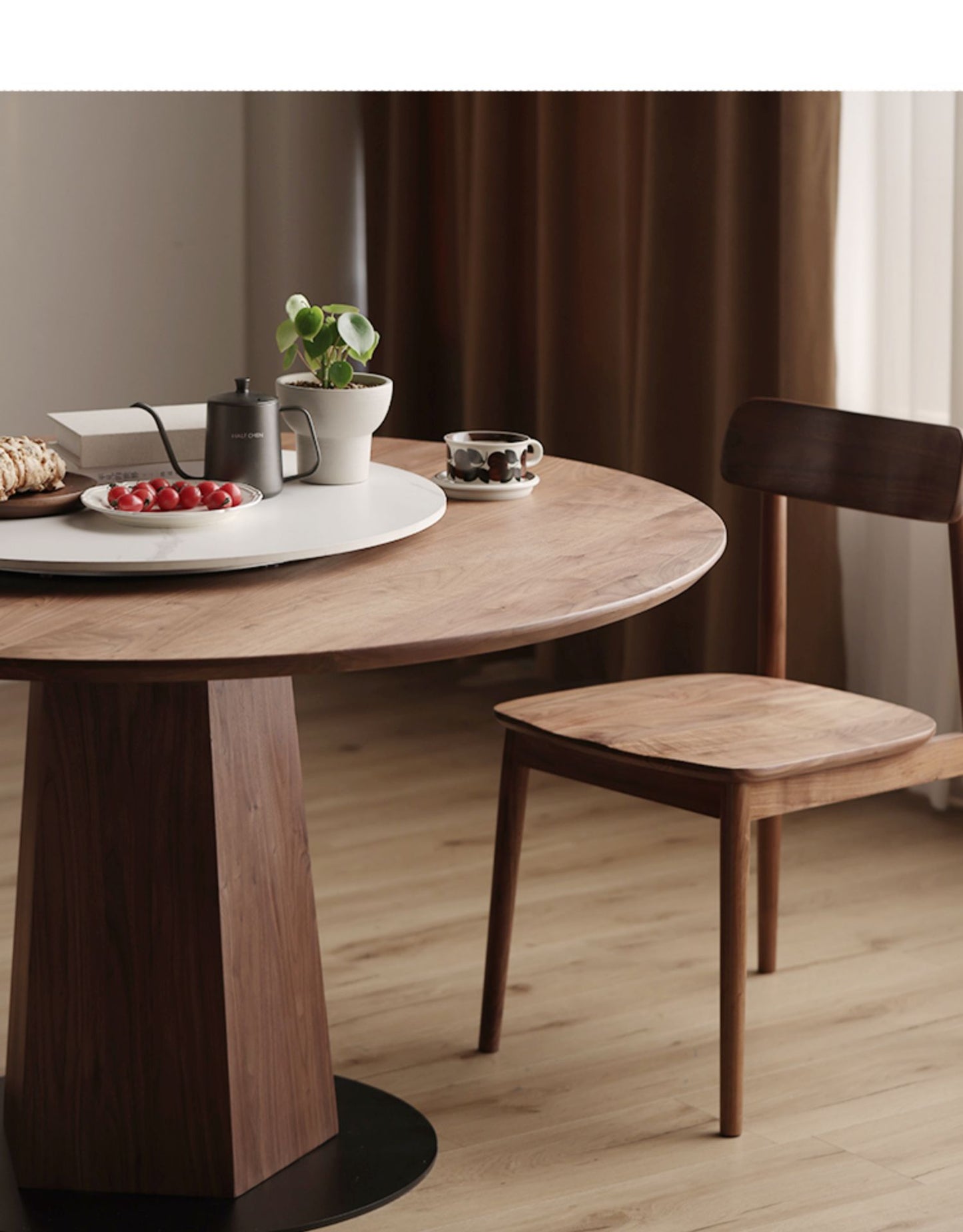 Mazonvintage-Cobalt Dual Shape Structure Black Walnut Round Dining Table