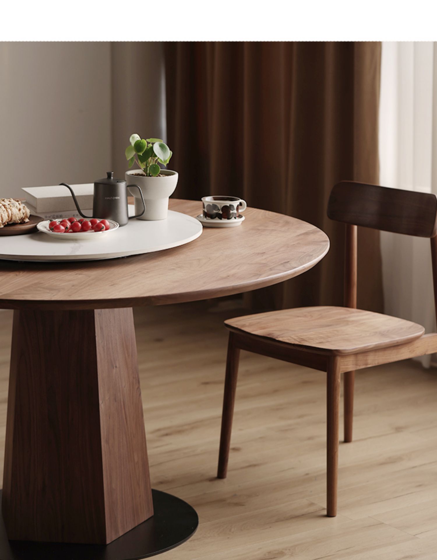 Mazonvintage-Cobalt Dual Shape Structure Black Walnut Round Dining Table