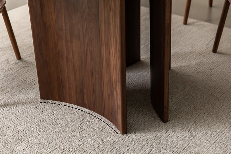 Mazonvintage-Contemporary Three Curve Leg Solid Walnut Wood Round Table