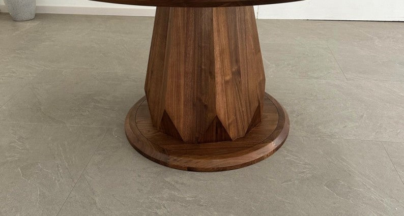 Mazonvintage-Aura Diamond Leg Black Walnut Wood Round Table