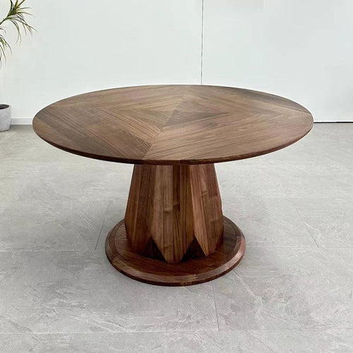 Mazonvintage-Aura Diamond Leg Black Walnut Wood Round Table