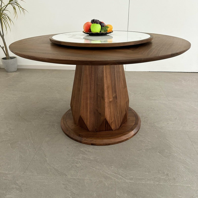 Mazonvintage-Aura Diamond Leg Black Walnut Wood Round Table