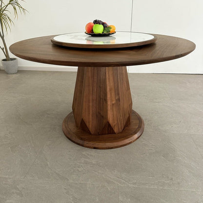 Mazonvintage-Aura Diamond Leg Black Walnut Wood Round Table