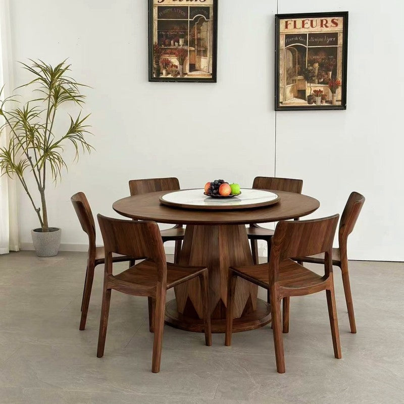 Mazonvintage-Aura Diamond Leg Black Walnut Wood Round Table