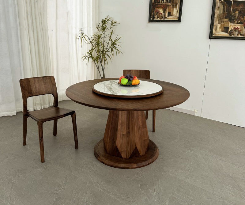 Mazonvintage-Aura Diamond Leg Black Walnut Wood Round Table
