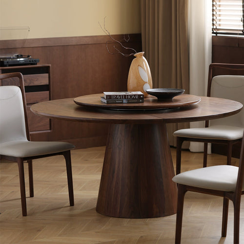 Mazonvintage-Prestige Workspace Black Walnut Wood Round Table