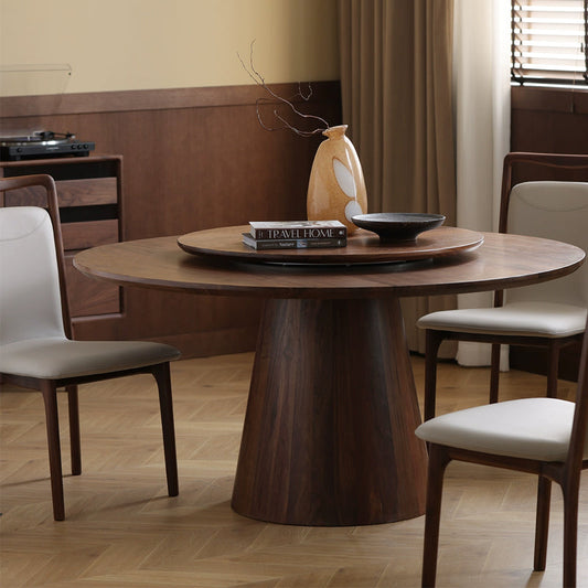 Mazonvintage-Prestige Workspace Black Walnut Wood Round Table
