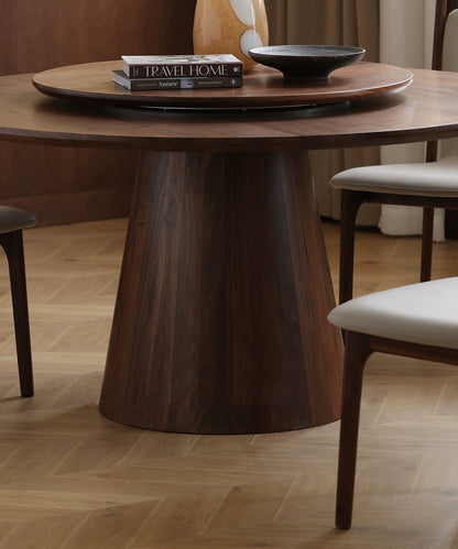 Mazonvintage-Prestige Workspace Black Walnut Wood Round Table