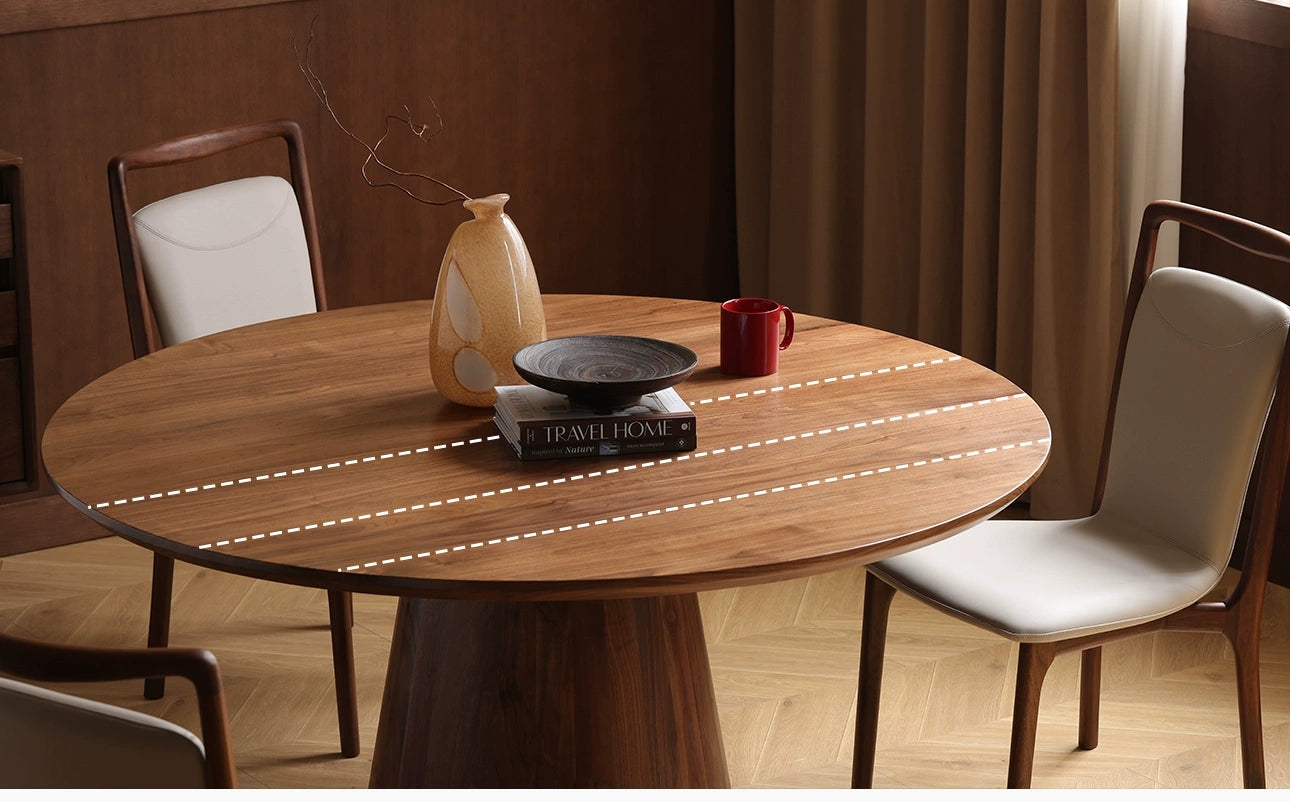 Mazonvintage-Prestige Workspace Black Walnut Wood Round Table