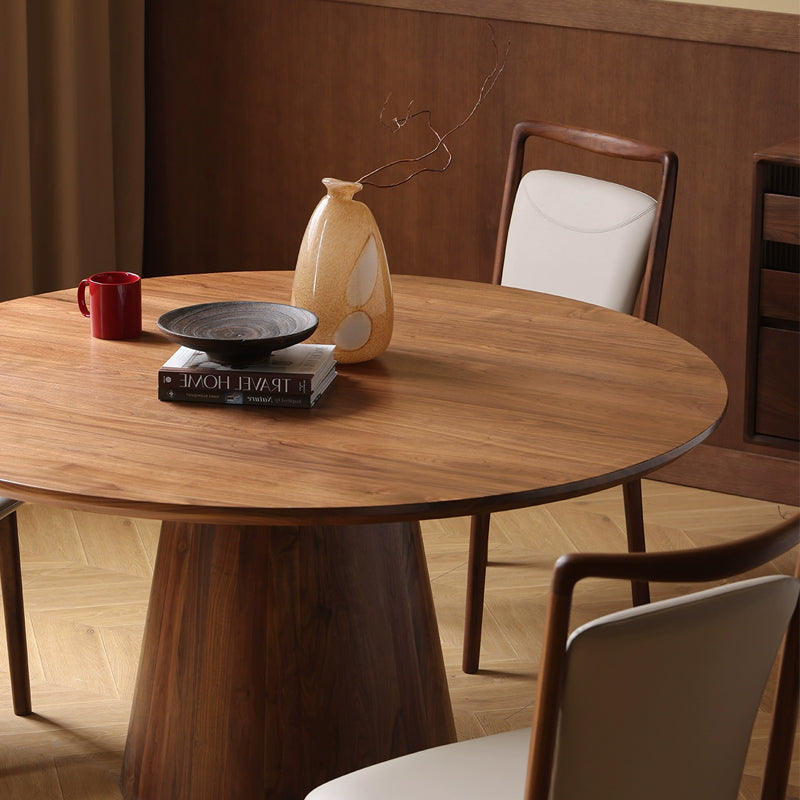Mazonvintage-Prestige Workspace Black Walnut Wood Round Table