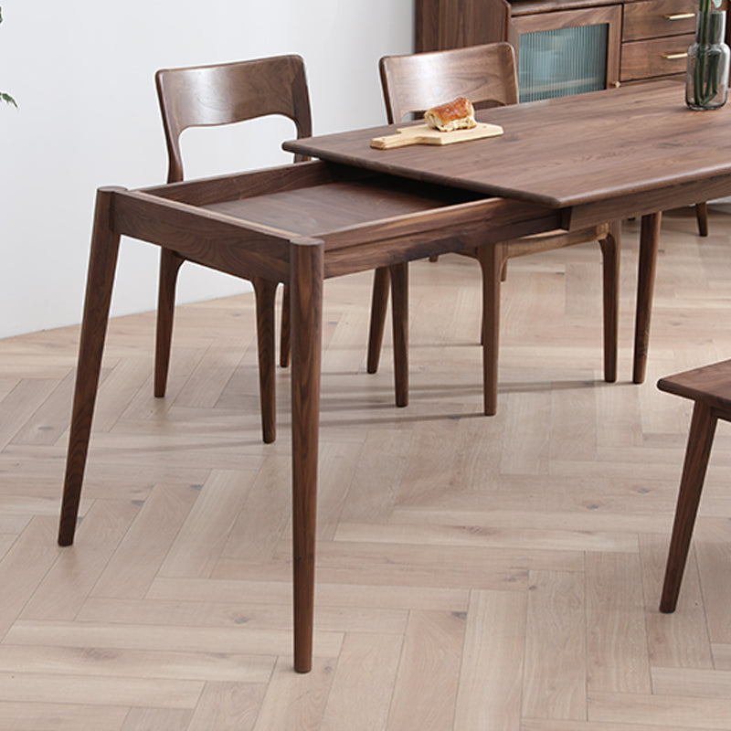 Mazonvintage-Cozy Family Dark Walnut Wood Extendable Dining Table