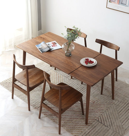 Mazonvintage-Cozy Family Dark Walnut Wood Extendable Dining Table