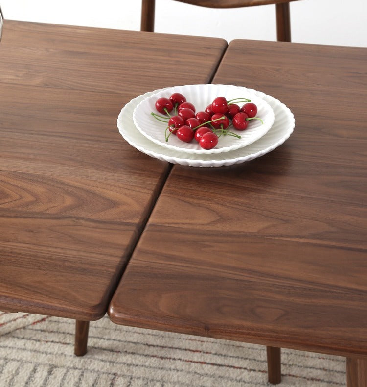 Mazonvintage-Cozy Family Dark Walnut Wood Extendable Dining Table