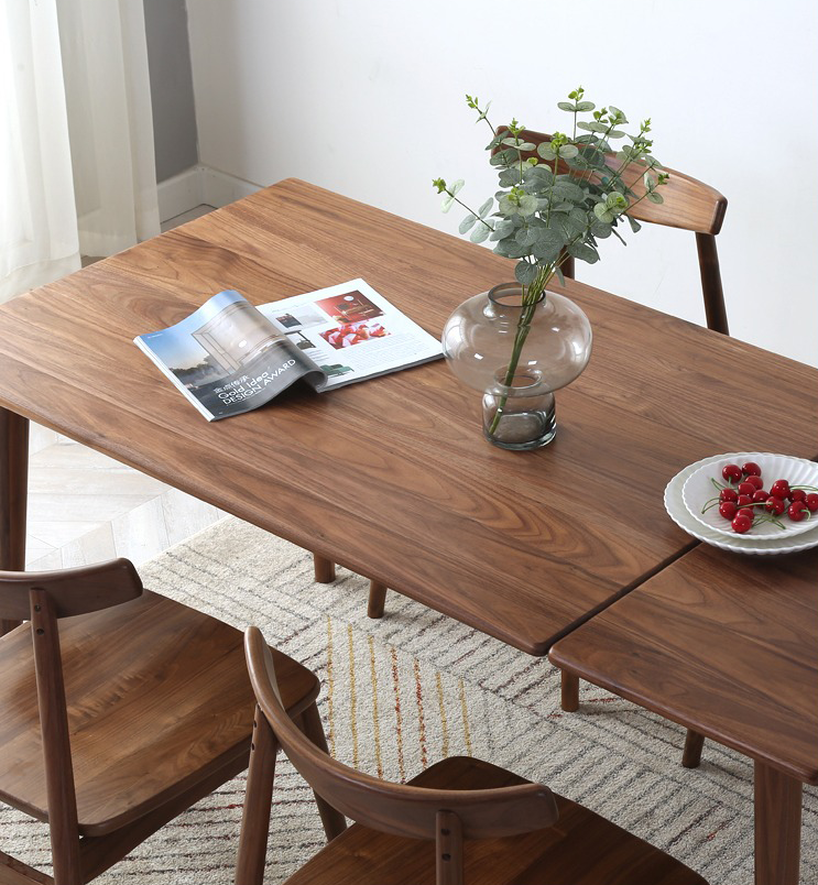 Mazonvintage-Cozy Family Dark Walnut Wood Extendable Dining Table