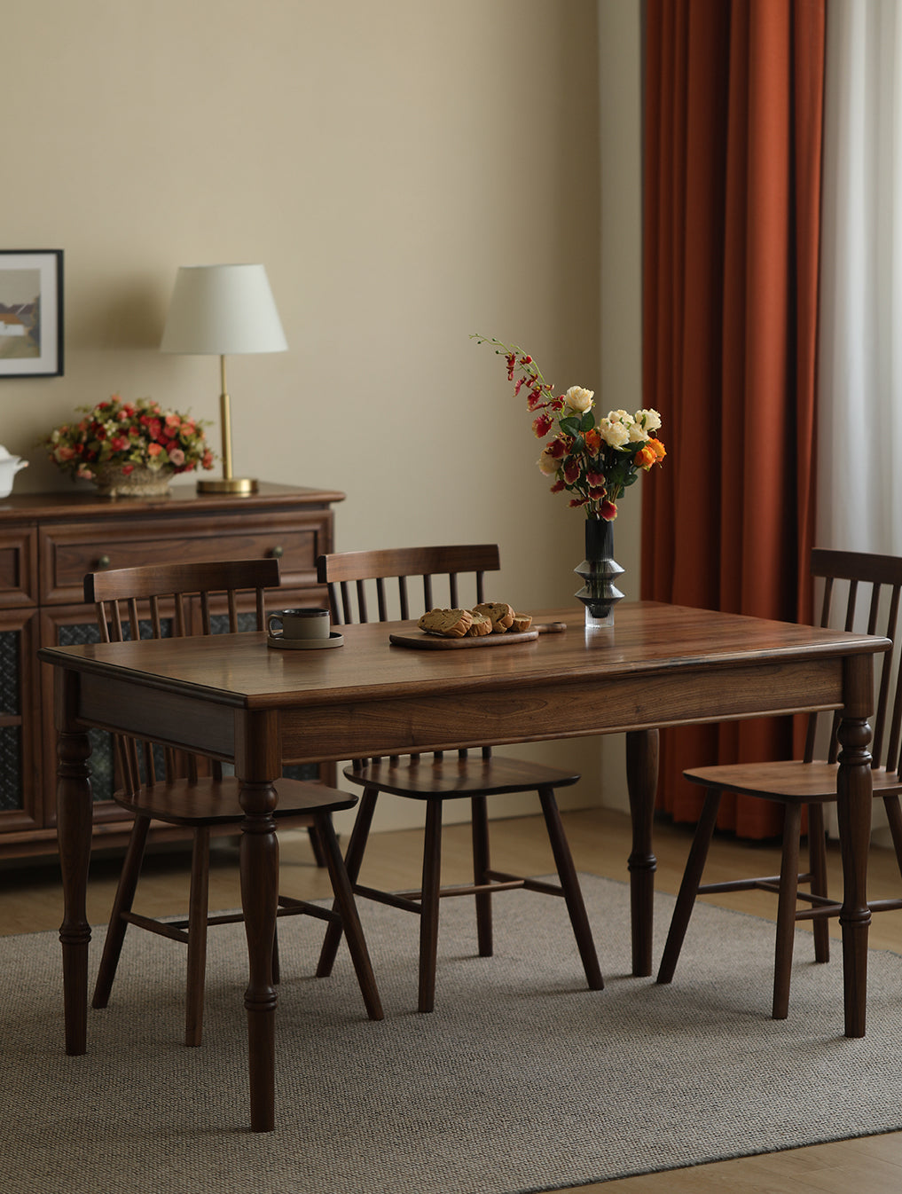 Mazonvintage-Synthesis American Style Solid Walnut Wood Dining Table