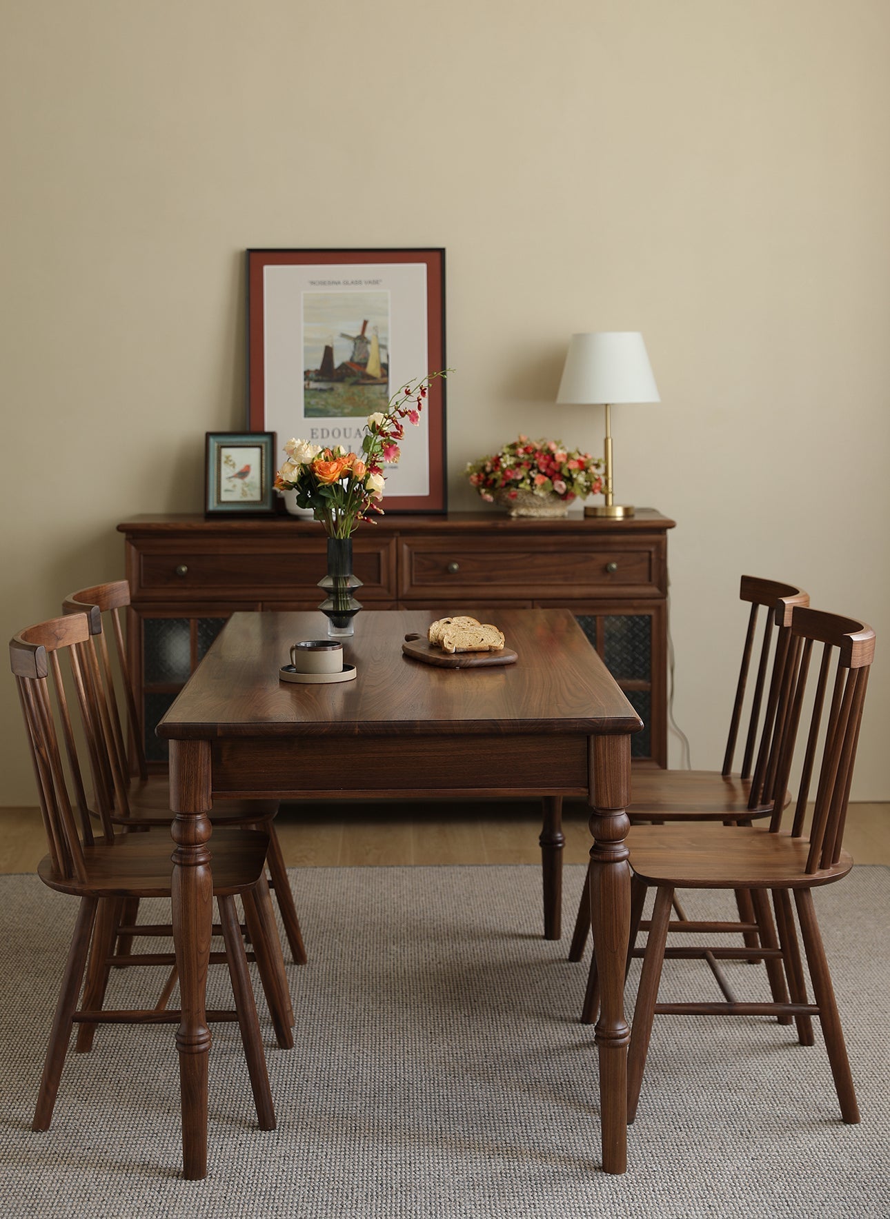 Mazonvintage-Synthesis American Style Solid Walnut Wood Dining Table