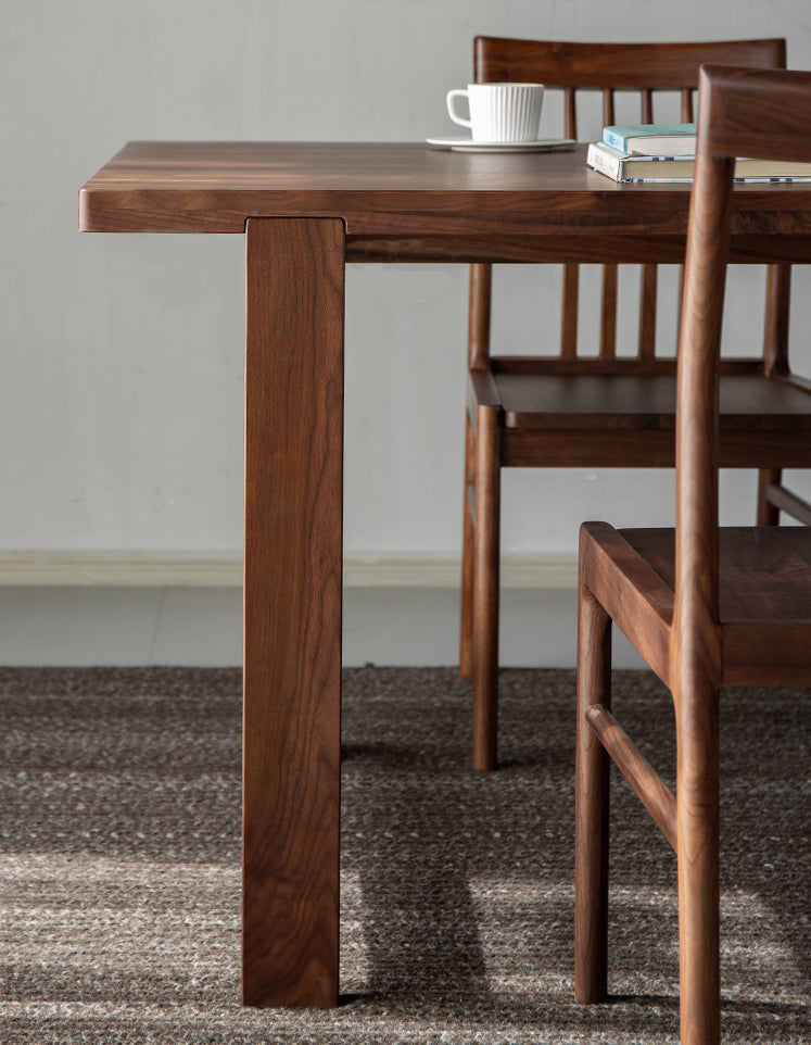 Mazonvintage-Fortify Rectangle Black Walnut Wood Table with H-Shape Legs