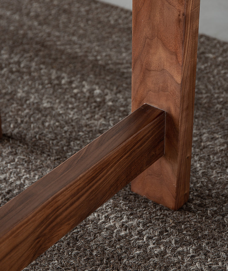 Mazonvintage-Fortify Rectangle Black Walnut Wood Table with H-Shape Legs