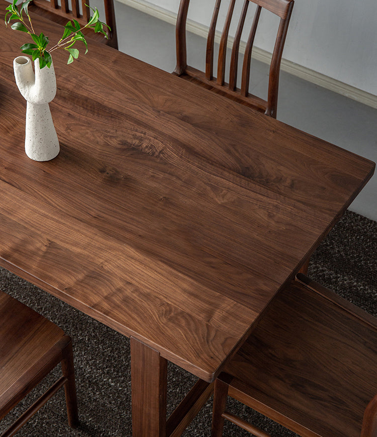 Mazonvintage-Fortify Rectangle Black Walnut Wood Table with H-Shape Legs