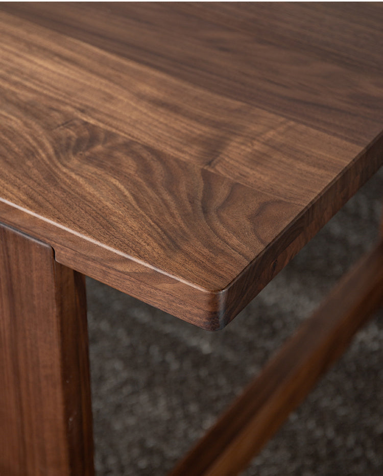 Mazonvintage-Fortify Rectangle Black Walnut Wood Table with H-Shape Legs
