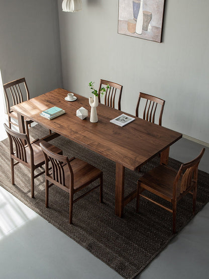 Mazonvintage-Fortify Rectangle Black Walnut Wood Table with H-Shape Legs