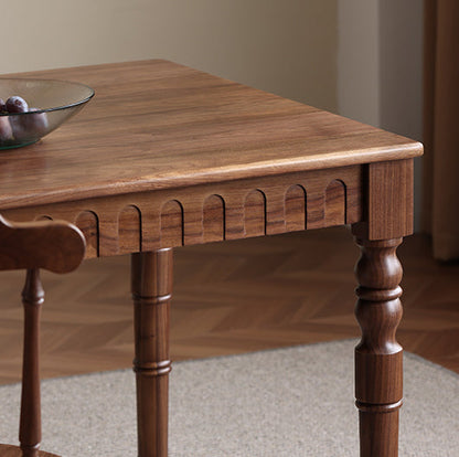 Mazonvintage-Bliss Farmhouse Solid Walnut Wood Dining Table