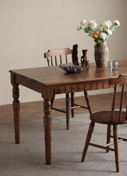 Mazonvintage-Bliss Farmhouse Solid Walnut Wood Dining Table