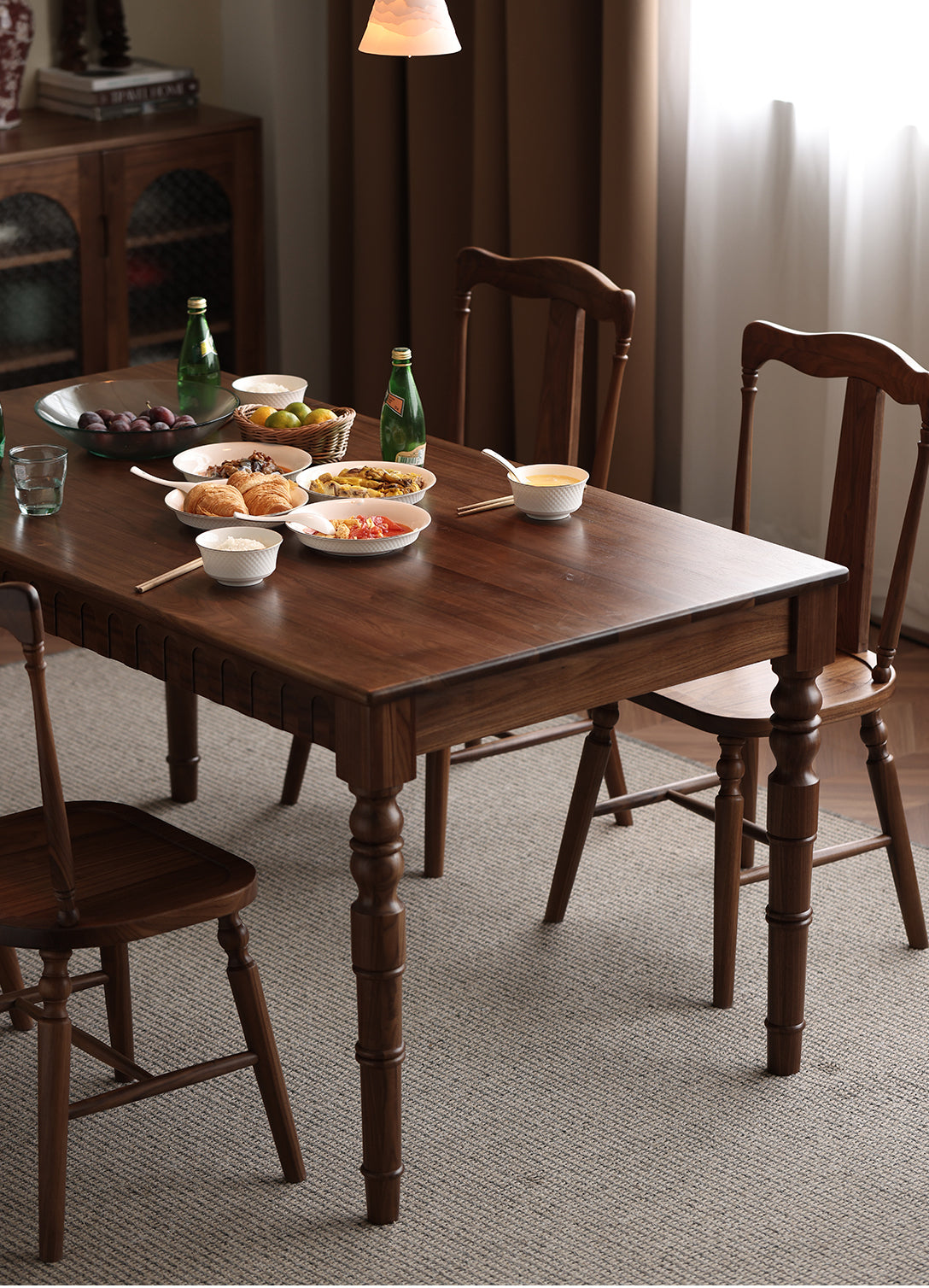 Mazonvintage-Bliss Farmhouse Solid Walnut Wood Dining Table