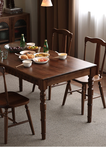 Mazonvintage-Bliss Farmhouse Solid Walnut Wood Dining Table